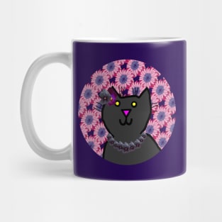 Violet Floral Cat Portrait Mug